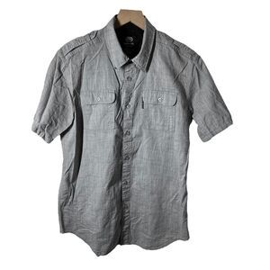 Ecko Unltd Mens Shirt Size L Gray Chambray Short Sleeve Button-Up Casual Utility